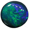 Black Opal Lightning Ridge solid cut stone, round shape with vivid green fire – Australian gemstone for high-end jewelry