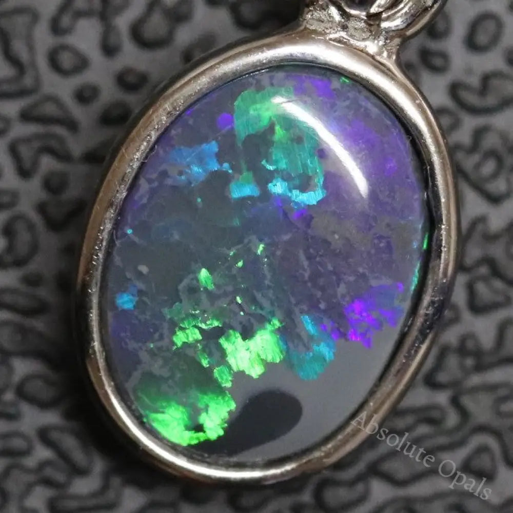 0.69 G Australian Lightning Ridge Solid Semi-Black Opal Pendant Silver L 18.5 Mm Jewellery