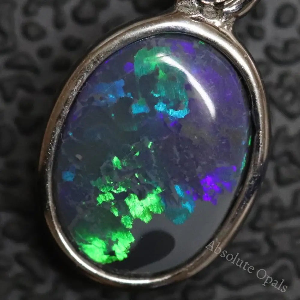 0.69 G Australian Lightning Ridge Solid Semi-Black Opal Pendant Silver L 18.5 Mm Jewellery