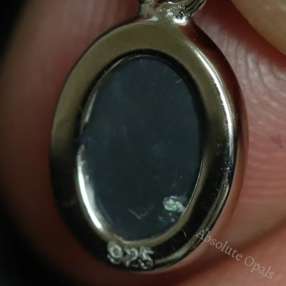 0.69 G Australian Lightning Ridge Solid Semi-Black Opal Pendant Silver L 18.5 Mm Jewellery