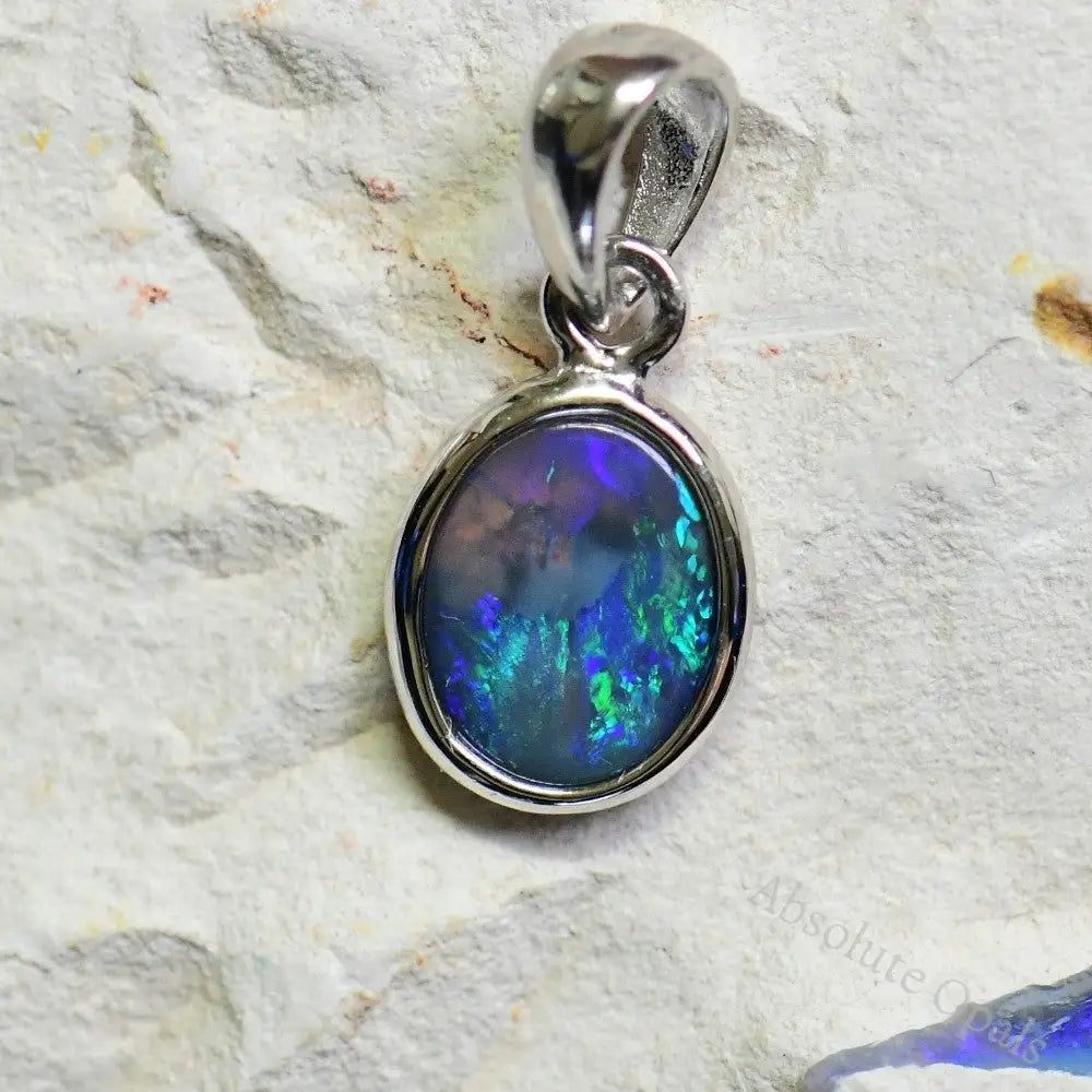 Australian Lightning Ridge Solid Opal Pendant Silver