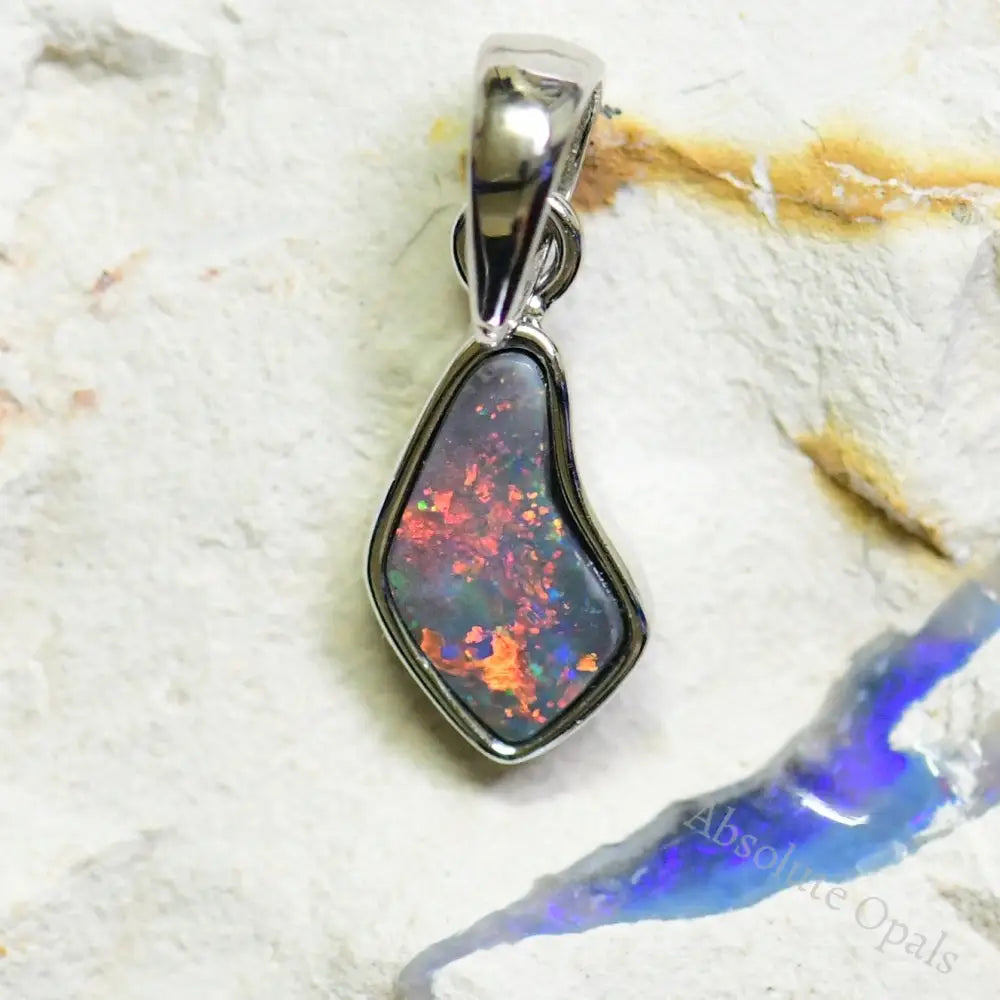 Australian Lightning Ridge Solid Opal Pendant Silver