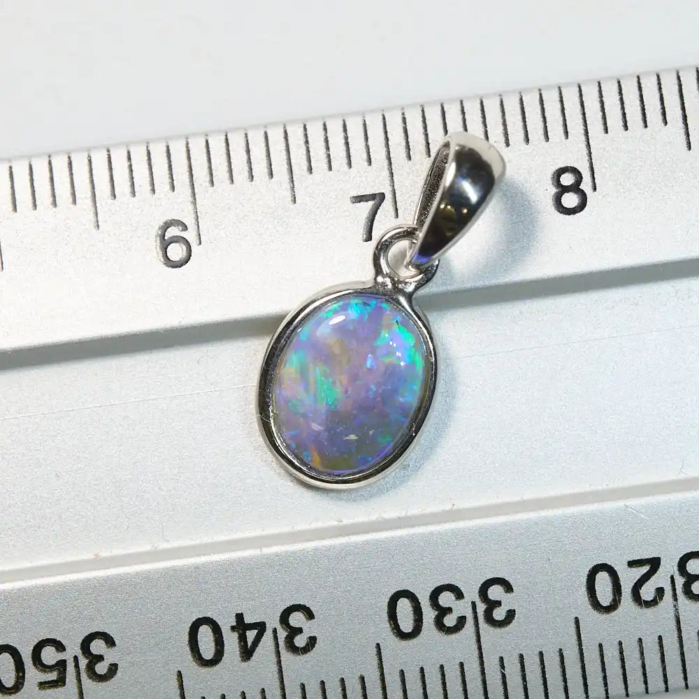 0.79 g Lightning Ridge Solid Opal Pendant Silver L 19.6 mm Jewellery