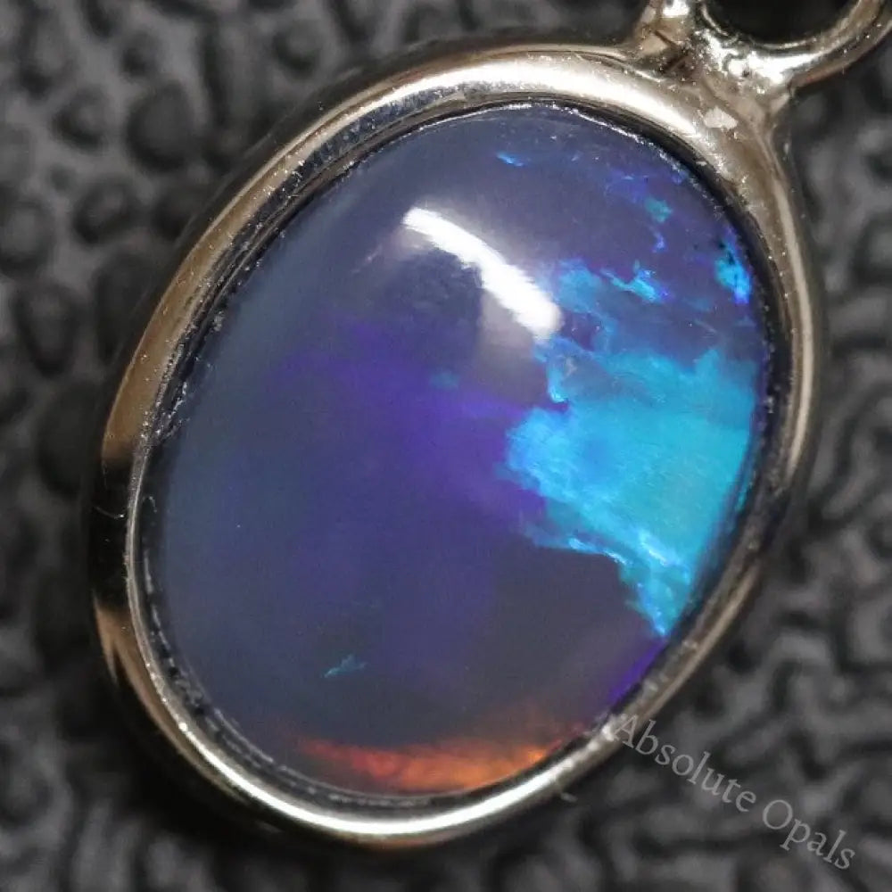 0.80 G Australian Lightning Ridge Solid Black Opal Pendant Silver L 19.3 Mm Jewellery