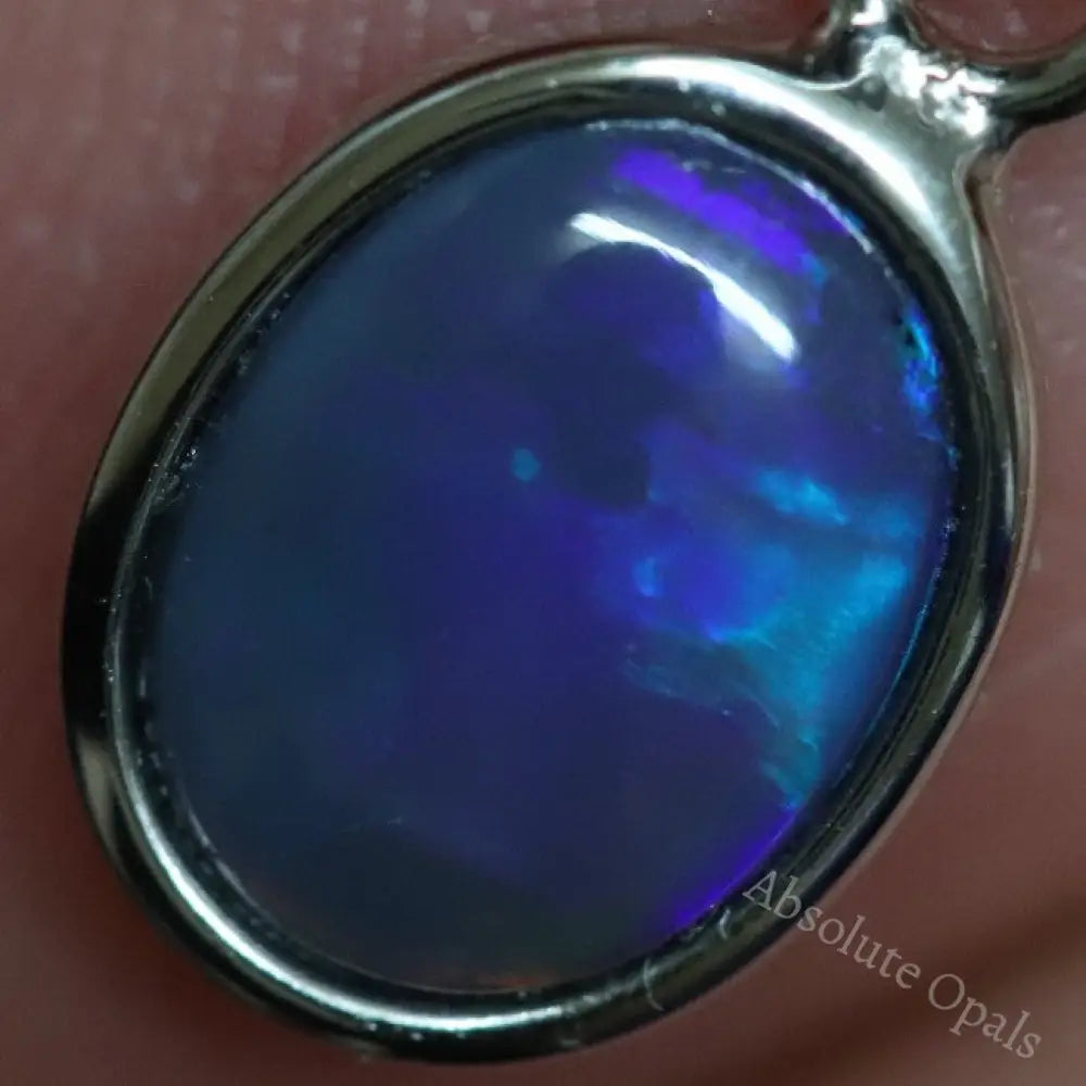 0.80 G Australian Lightning Ridge Solid Black Opal Pendant Silver L 19.3 Mm Jewellery