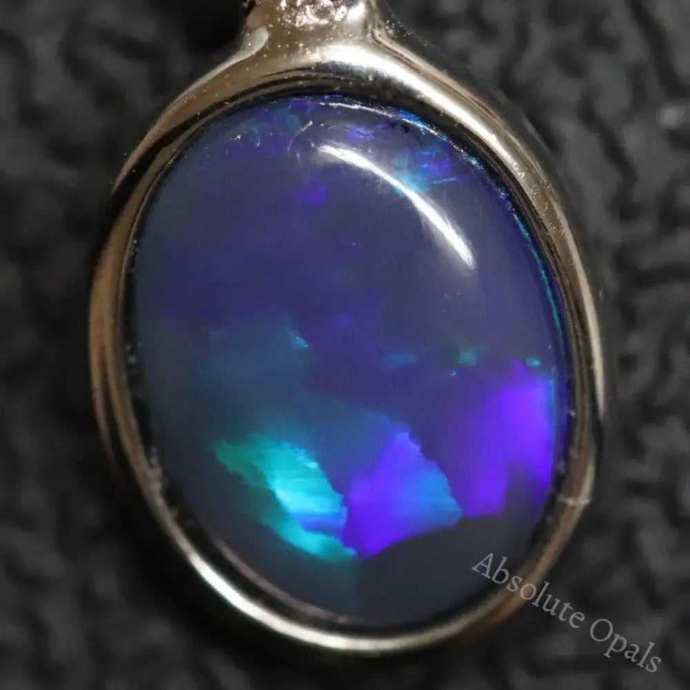 0.80 G Australian Lightning Ridge Solid Black Opal Pendant Silver L 19.3 Mm Jewellery