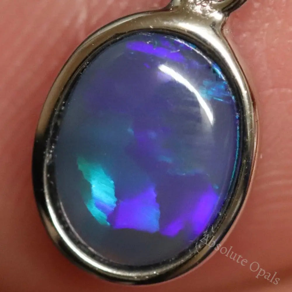 0.80 G Australian Lightning Ridge Solid Black Opal Pendant Silver L 19.3 Mm Jewellery
