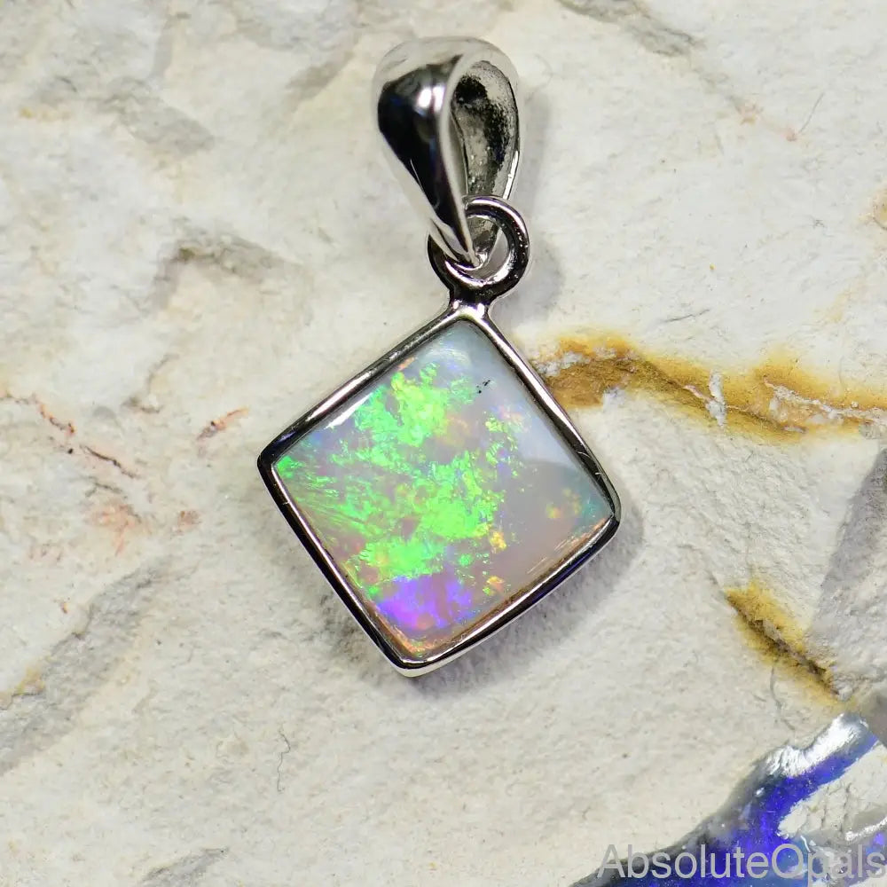 Australian Lightning Ridge, Solid Opal Pendant, Silver
