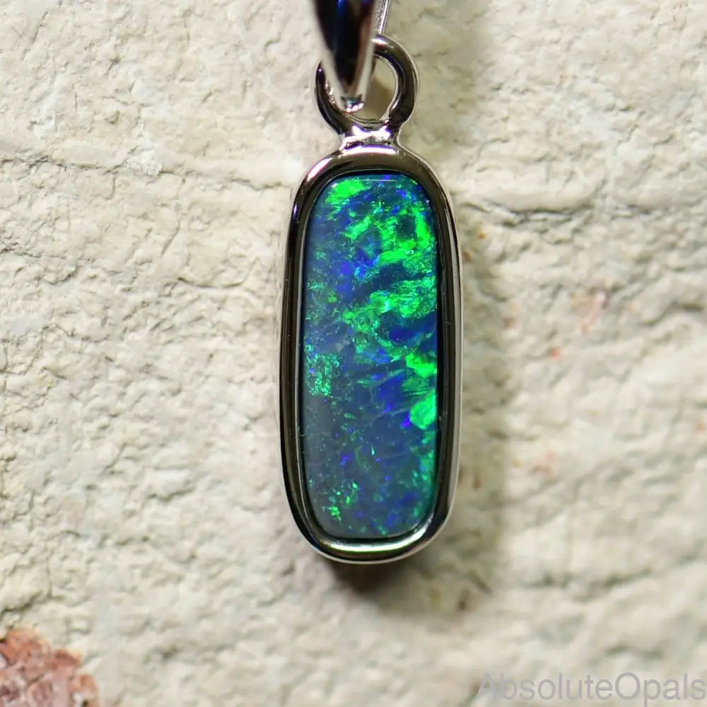 Australian Lightning Ridge, Solid Opal Pendant, Silver