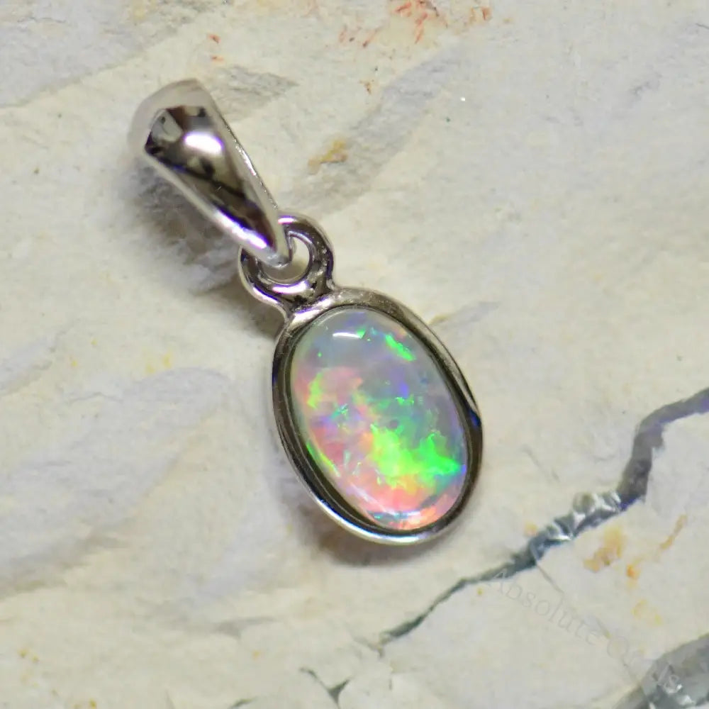 Australian Lightning Ridge Solid Opal Pendant Silver