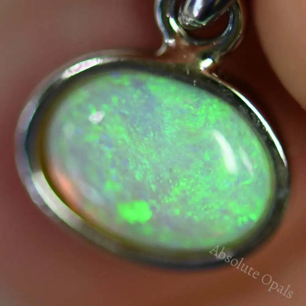 1.03 G Australian Lightning Ridge Solid Opal Pendant Silver L 17.9 Mm Jewellery