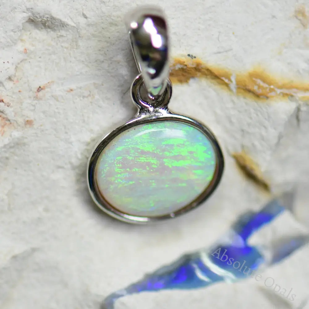 Australian Lightning Ridge Solid Opal Pendant Silver