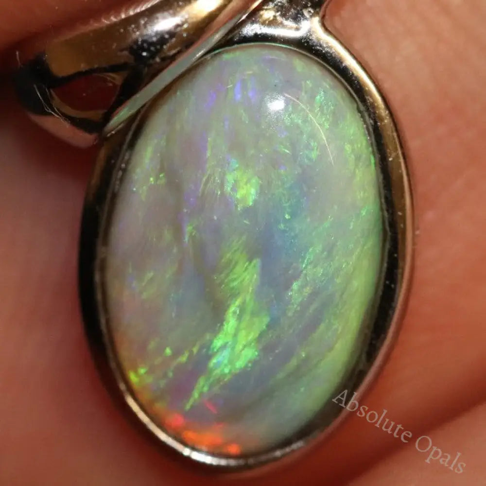 1.08G Australian Lightning Ridge Solid Opal Pendant Silver L20.4 Mm Jewellery