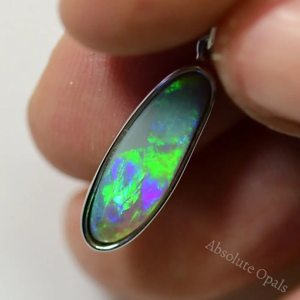1.11 G Australian Lightning Ridge Solid Opal Pendant Silver L 26.2 Mm Jewellery