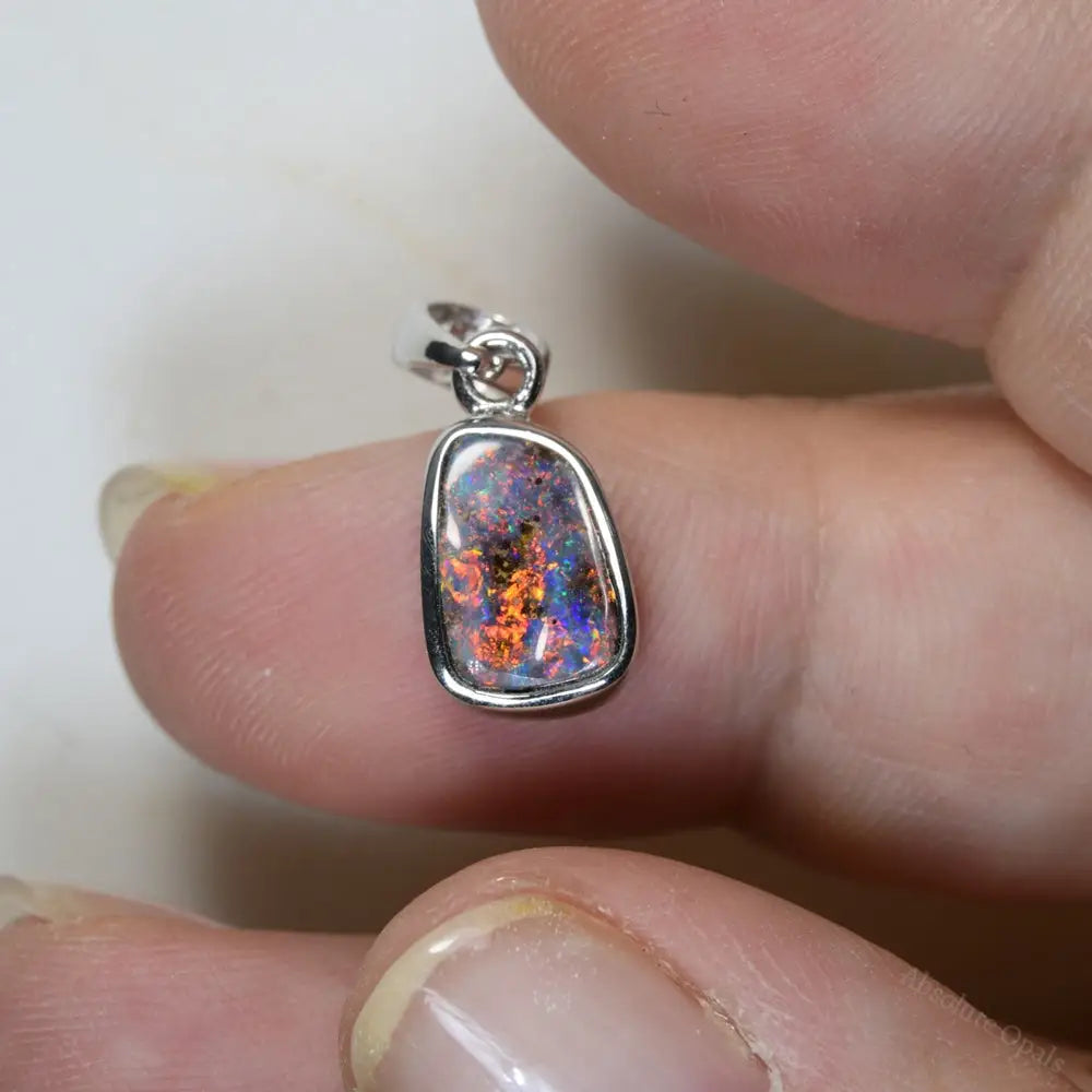 1.17 g Australian Boulder Opal Silver Pendant : L 20.8 mm