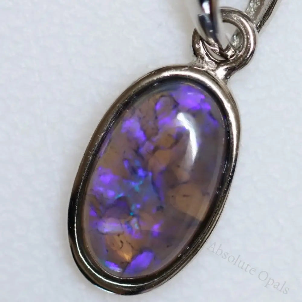1.18G Australian Lightning Ridge Solid Opal Pendant Silver L 23.0 Jewellery