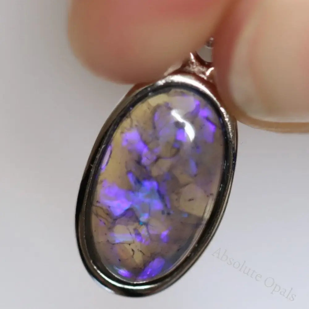1.18G Australian Lightning Ridge Solid Opal Pendant Silver L 23.0 Jewellery