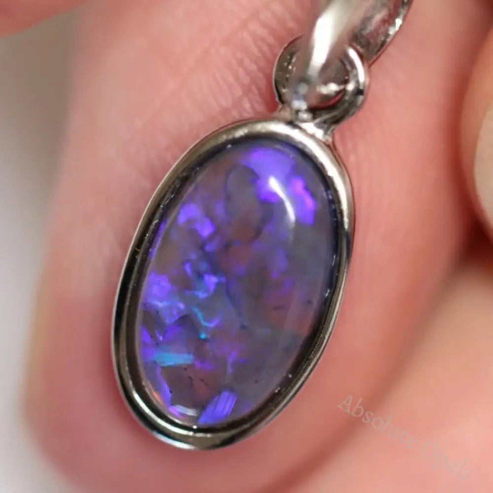 1.18G Australian Lightning Ridge Solid Opal Pendant Silver L 23.0 Jewellery