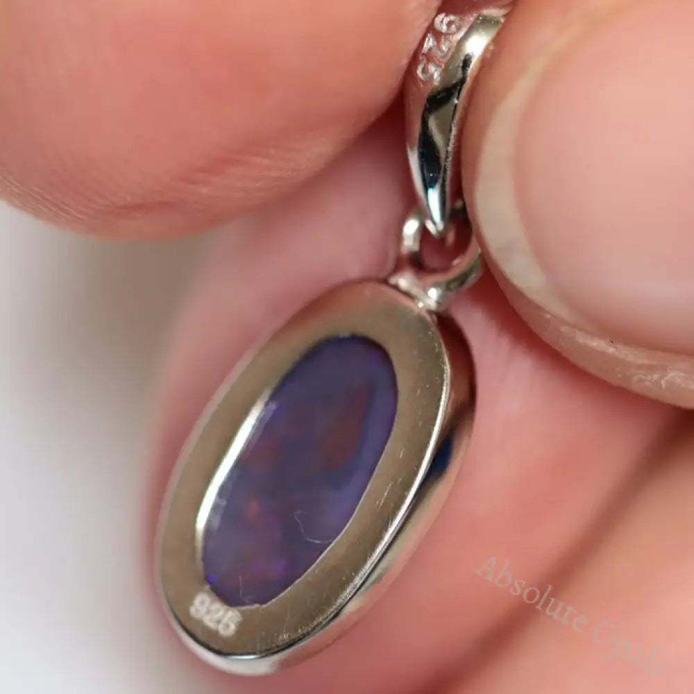 1.18G Australian Lightning Ridge Solid Opal Pendant Silver L 23.0 Jewellery