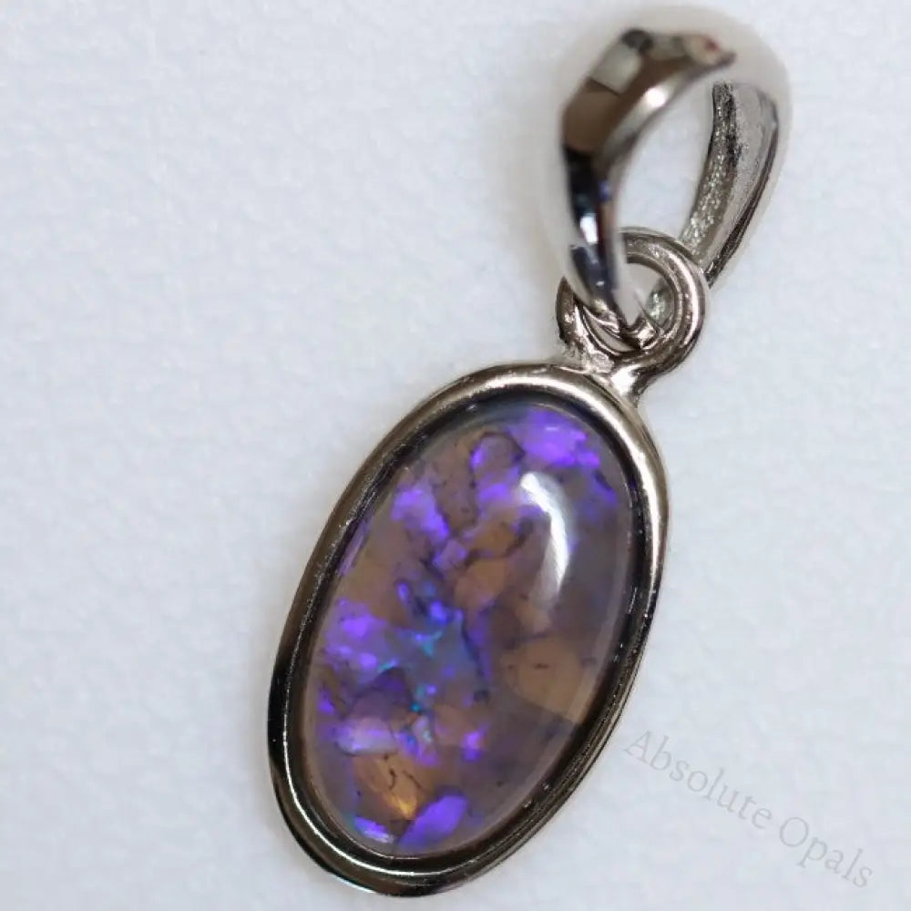 1.18G Australian Lightning Ridge Solid Opal Pendant Silver L 23.0 Jewellery