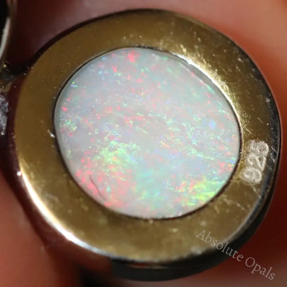 1.18G Australian Lightning Ridge Solid Opal Pendant Silver L19.6 Mm Jewellery