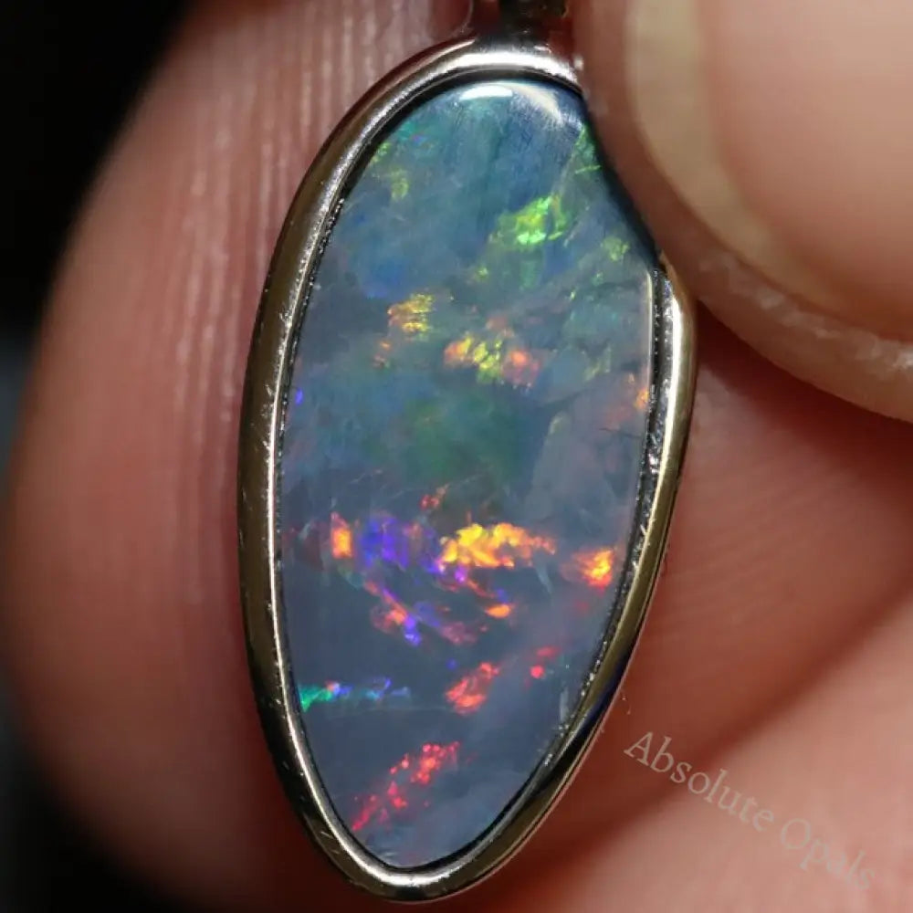 1.23 G Australian Doublet Opal With Silver Pendant: L 23.8 Mm Jewellery