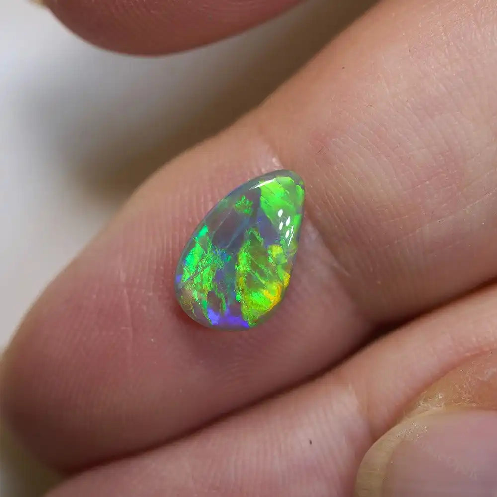 1.24 cts Semi Black Opal Lightning Ridge Solid Cut Stone Semi Black Opal