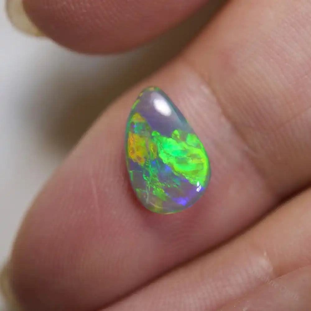 1.24 cts Semi Black Opal Lightning Ridge Solid Cut Stone Semi Black Opal