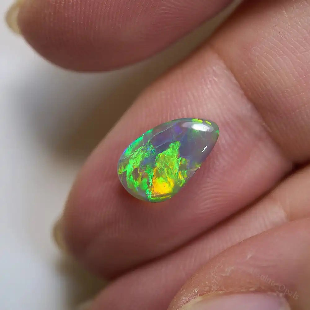 1.24 cts Semi Black Opal Lightning Ridge Solid Cut Stone Semi Black Opal