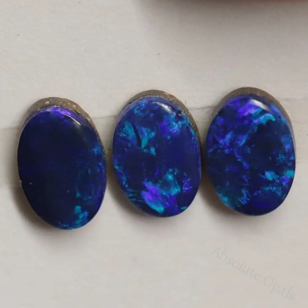 1.25 Cts Australian Opal Doublet Stone Cabochon 3Pcs 6X4