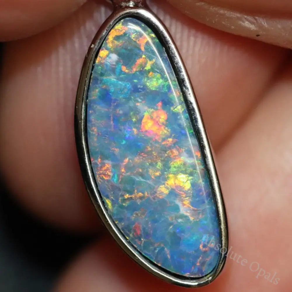 1.27 G Australian Doublet Opal With Silver Pendant: L 25.5 Mm Jewellery