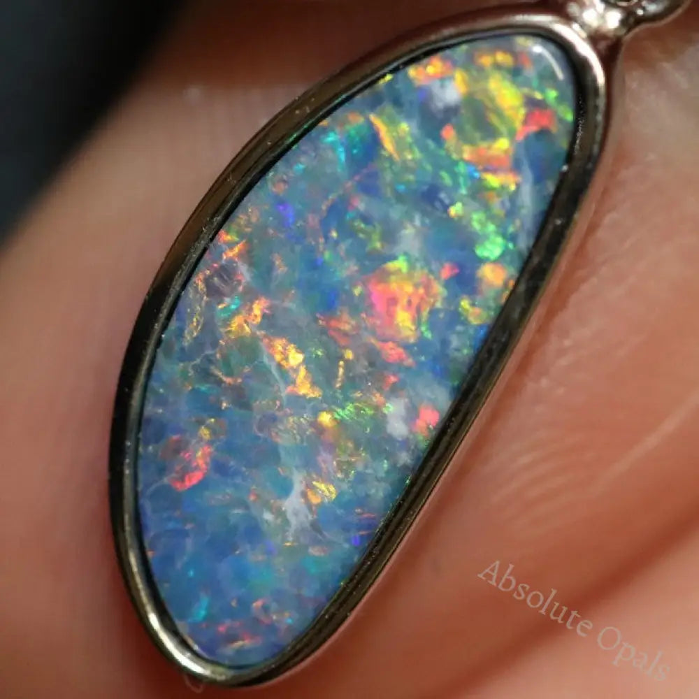 1.27 G Australian Doublet Opal With Silver Pendant: L 25.5 Mm Jewellery