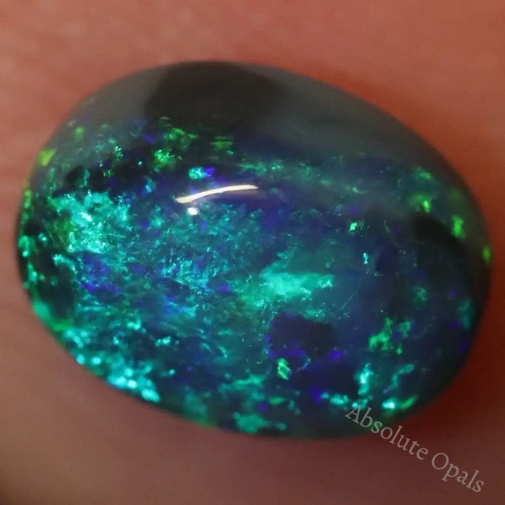 1.30 Cts Australian Black Opal Lightning Ridge Solid Gem Stone Cabochon