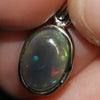 1.30 G Australian Lightning Ridge Solid Crystal Black Opal Pendant Silver L 19.2 Mm Jewellery