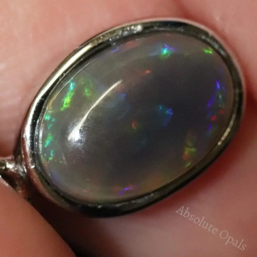 1.30 G Australian Lightning Ridge Solid Crystal Black Opal Pendant Silver L 19.2 Mm Jewellery