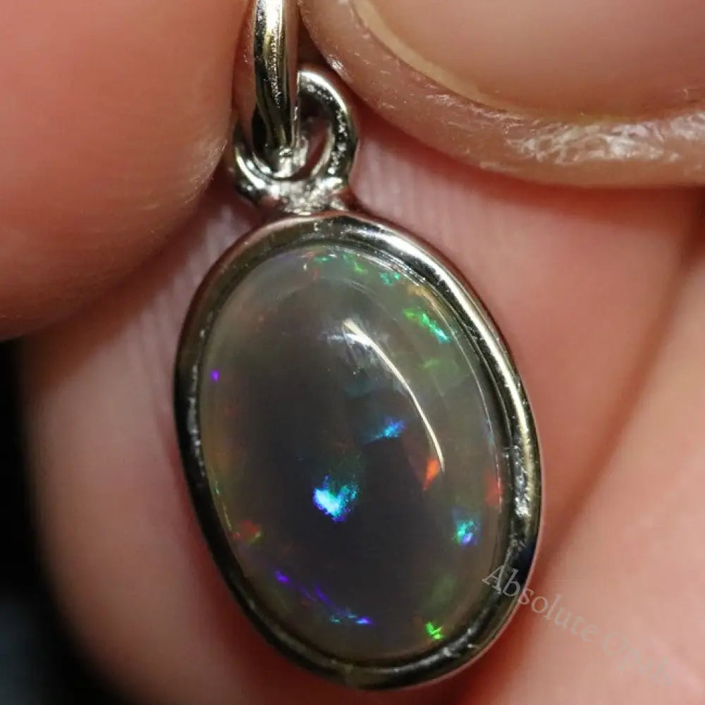 1.30 G Australian Lightning Ridge Solid Crystal Black Opal Pendant Silver L 19.2 Mm Jewellery