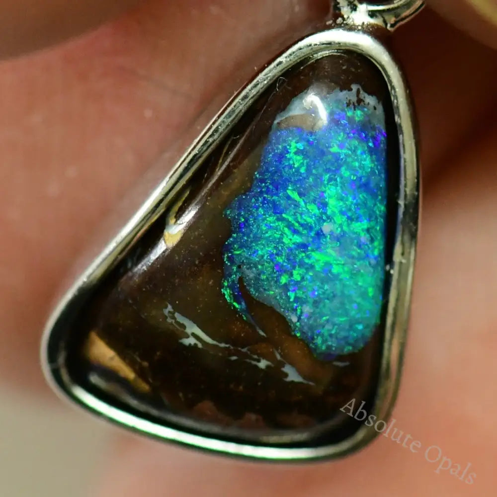 1.34 G Australian Boulder Opal With Silver Pendant: L 21.0 Mm Jewellery