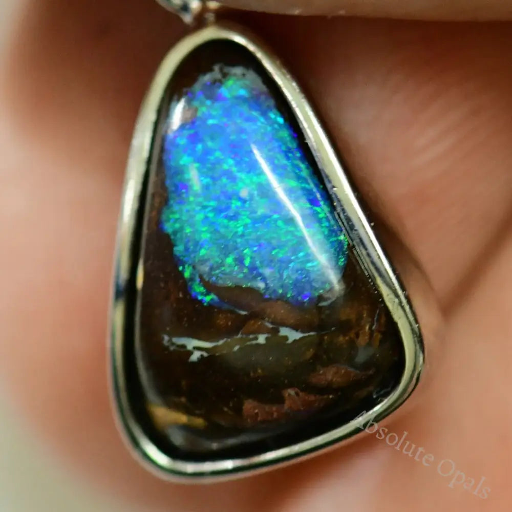 1.34 G Australian Boulder Opal With Silver Pendant: L 21.0 Mm Jewellery