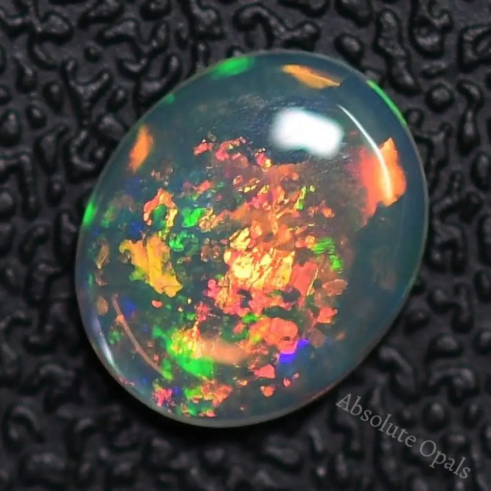 1.37 Cts Australian Semi Black Crystal Solid Opal Lightning Ridge Cabochon