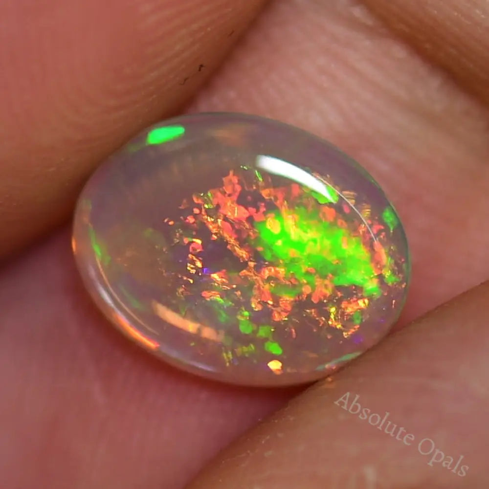 1.37 Cts Australian Semi Black Crystal Solid Opal Lightning Ridge Cabochon