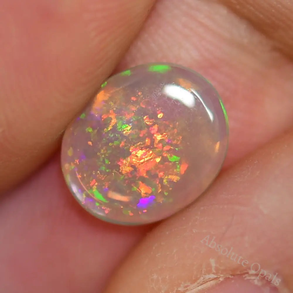 1.37 Cts Australian Semi Black Crystal Solid Opal Lightning Ridge Cabochon