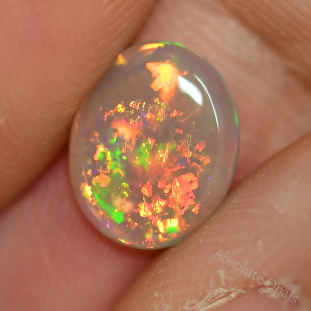 1.37 Cts Australian Semi Black Crystal Solid Opal Lightning Ridge Cabochon