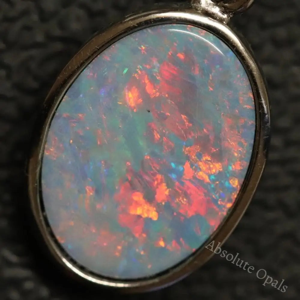 1.37 G Australian Doublet Opal With Silver Pendant: L 22.2 Mm Jewellery