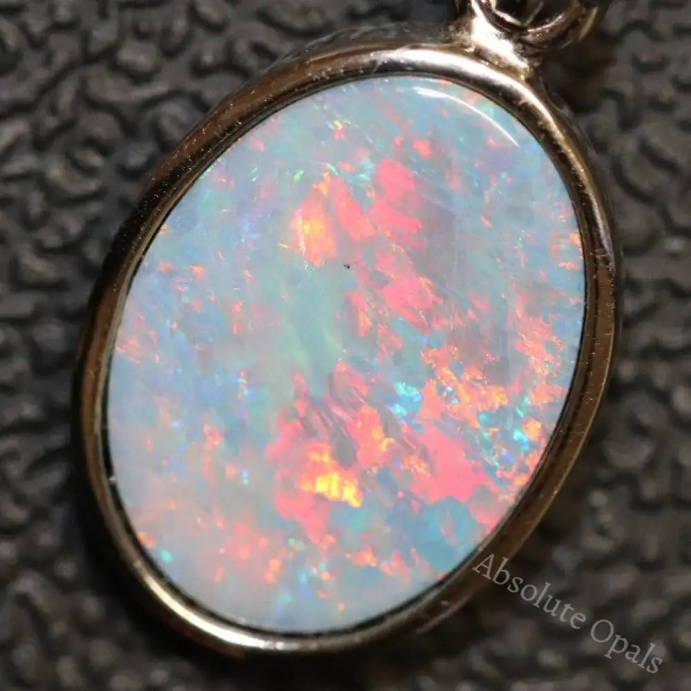1.37 G Australian Doublet Opal With Silver Pendant: L 22.2 Mm Jewellery