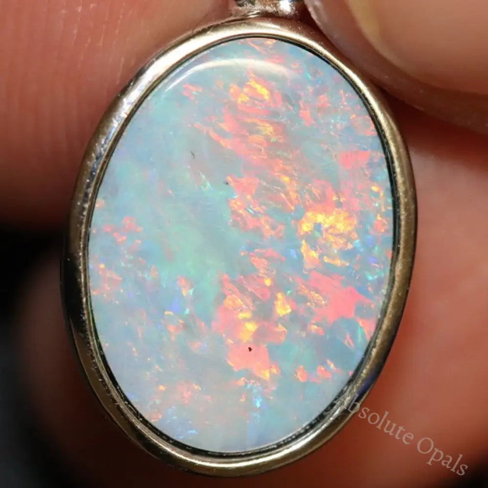 1.37 G Australian Doublet Opal With Silver Pendant: L 22.2 Mm Jewellery