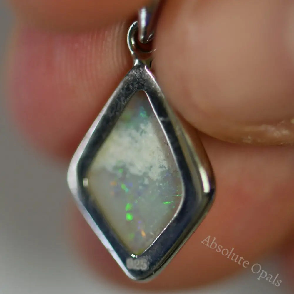 1.37 G Australian Lightning Ridge Solid Opal Pendant Silver L 25.7 Mm Jewellery