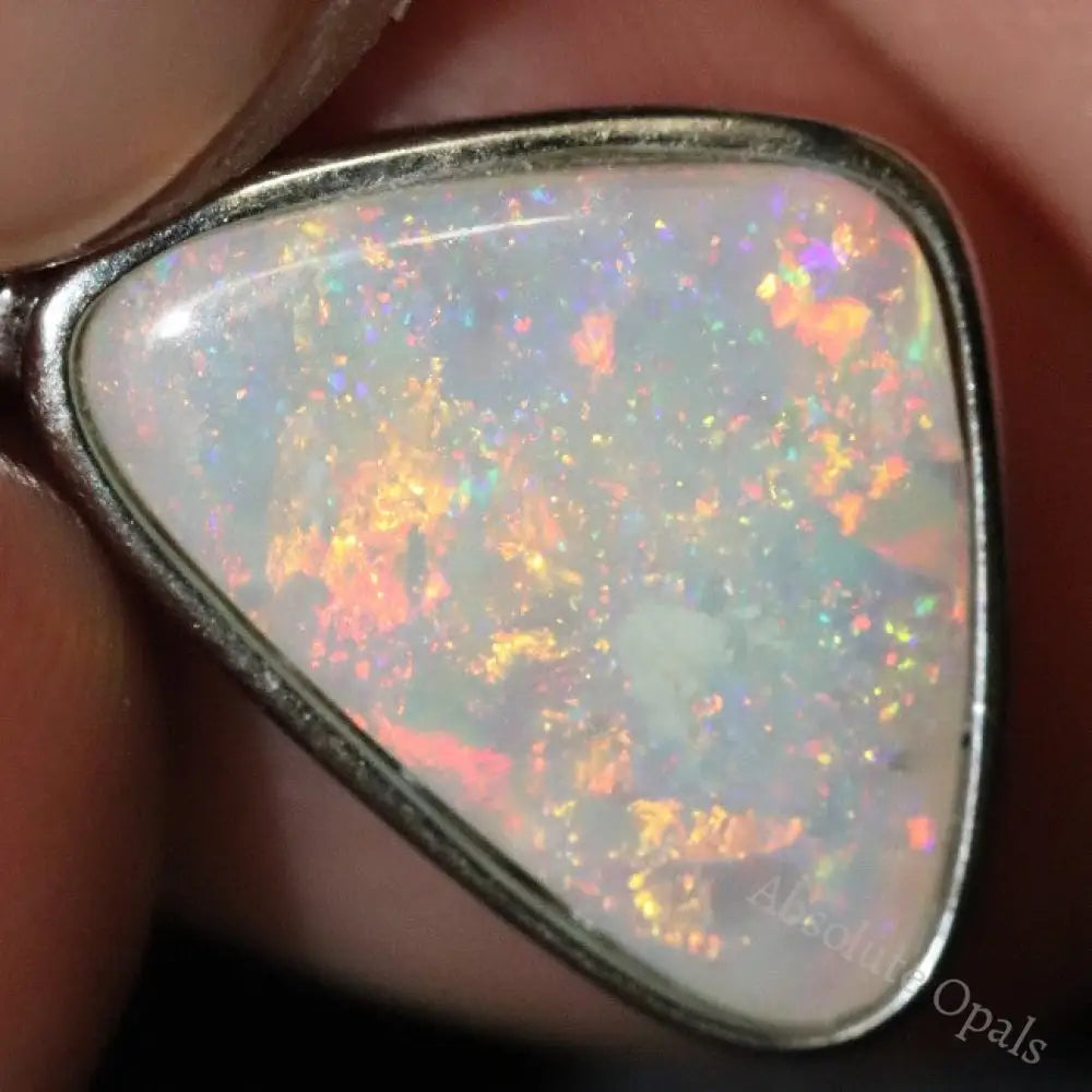 1.37 G Australian Lightning Ridge Solid Semi-Black Opal Pendant Silver L 23.5 Mm Jewellery