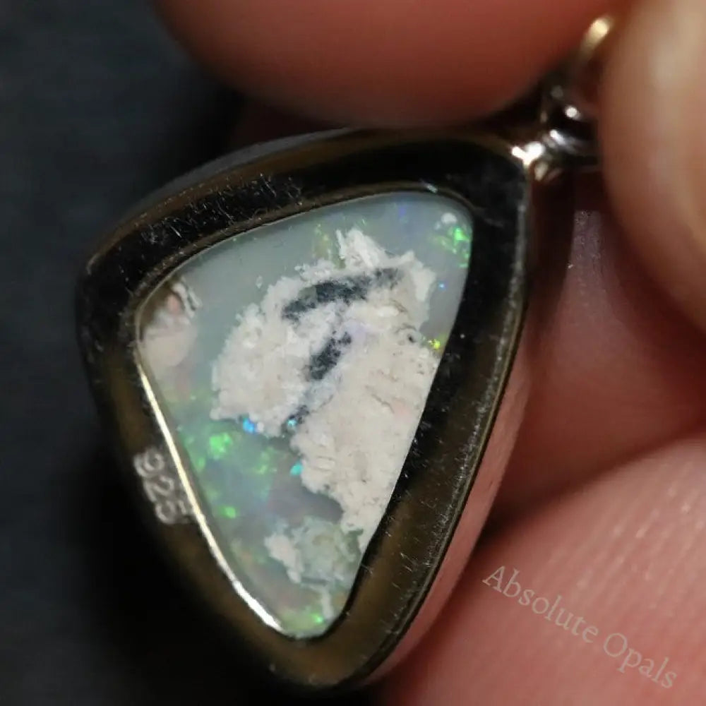 1.37 G Australian Lightning Ridge Solid Semi-Black Opal Pendant Silver L 23.5 Mm Jewellery
