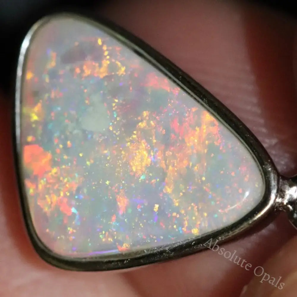 1.37 G Australian Lightning Ridge Solid Semi-Black Opal Pendant Silver L 23.5 Mm Jewellery