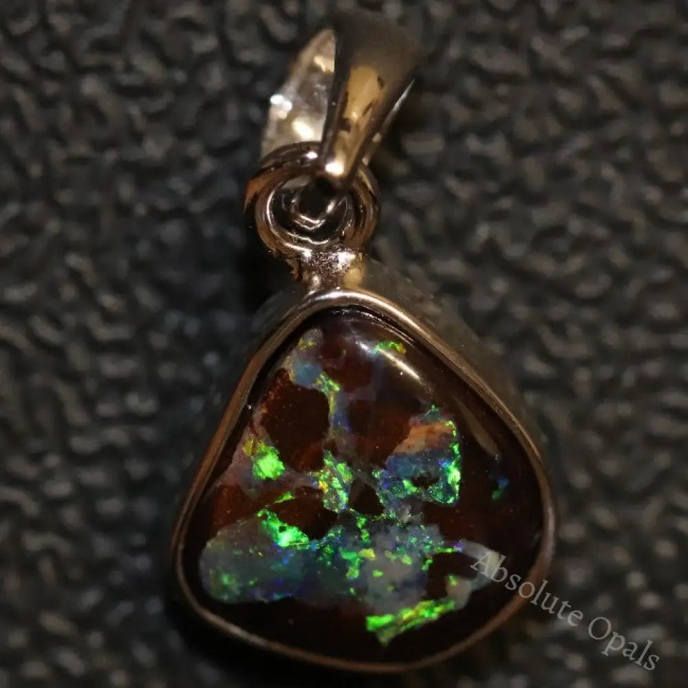 1.41 G Australian Boulder Opal With Silver Pendant: L 19.3 Mm Jewellery